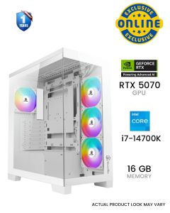 GamerTek Nebula White Gaming PC - GeForce RTX 5070 12GB, Intel Core i7-14700K, 16GB DDR5 RAM, 1TB SSD *Online exclusive