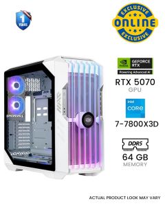 Master HAF700 White Gaming PC - RTX 5070 12GB OC, Ryzen 7-7800X3D, 64GB DDR5 RAM, 1TB SSD *Online Exclusive