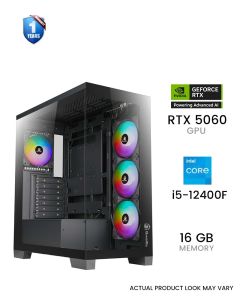 GamerTek Nebula Black Gaming PC - GeForce RTX 5050 Twin Edge, Intel Core i5-12400F, 16GB DDR4 RAM, 1TB SSD
