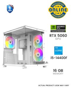 Gamertek Ion V2 White Gaming PC - GeForce RTX 5060 8GB, Intel Core i5-14400F, 16GB DDR5 RAM, 1TB SSD *Online Exclusive